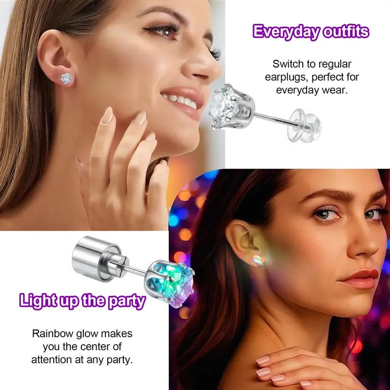 Iridescent Glowing Crown Stud Earrings