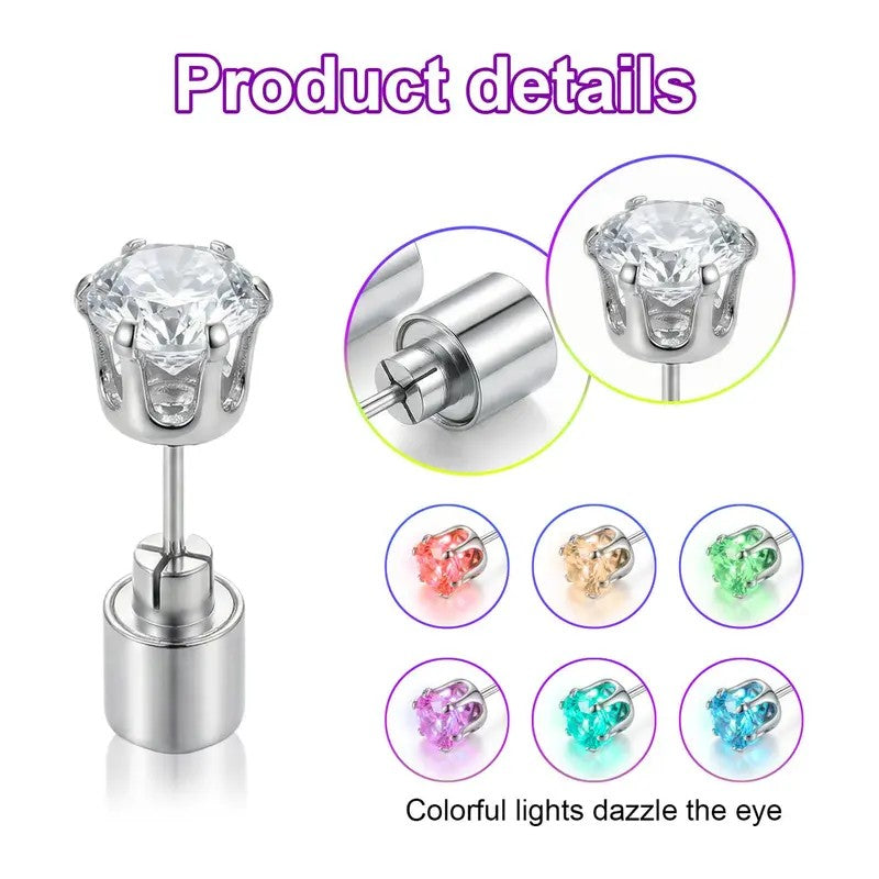 Iridescent Glowing Crown Stud Earrings