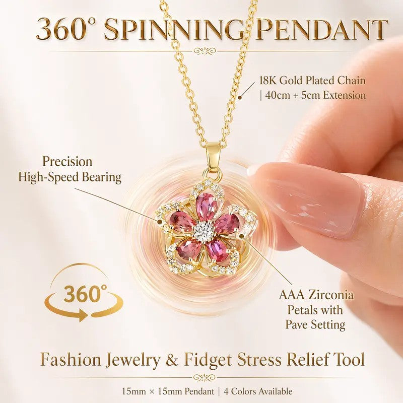 18k Elegant Pink Flower Necklace