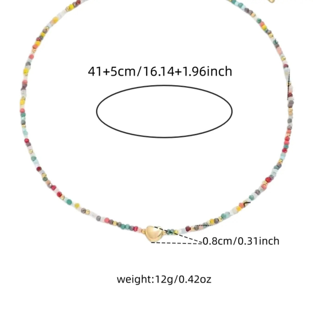 Multicolor Beaded Heart Necklace
