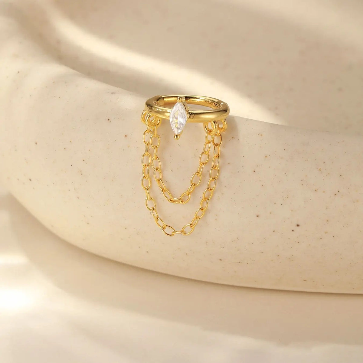 18k Dainty Marquise Chain Ear Cuff