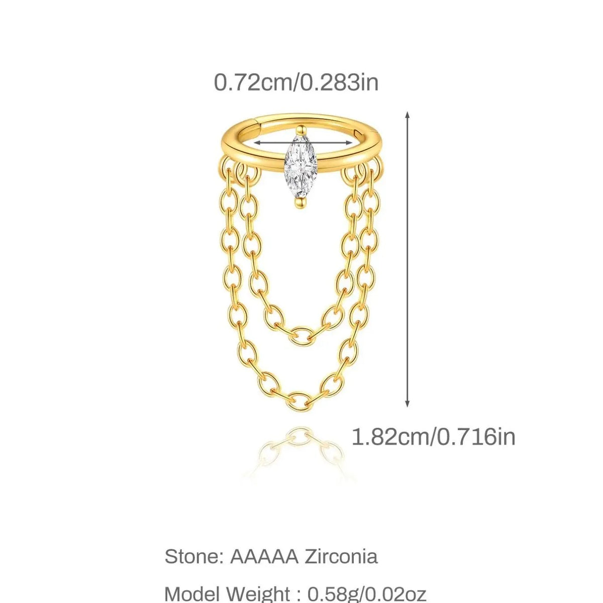 18k Dainty Marquise Chain Ear Cuff