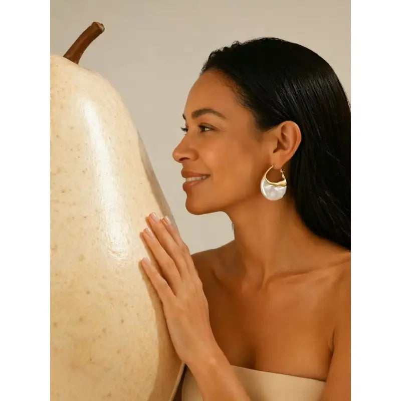 2PC Elegant Baroque Pearl Hoop Earrings