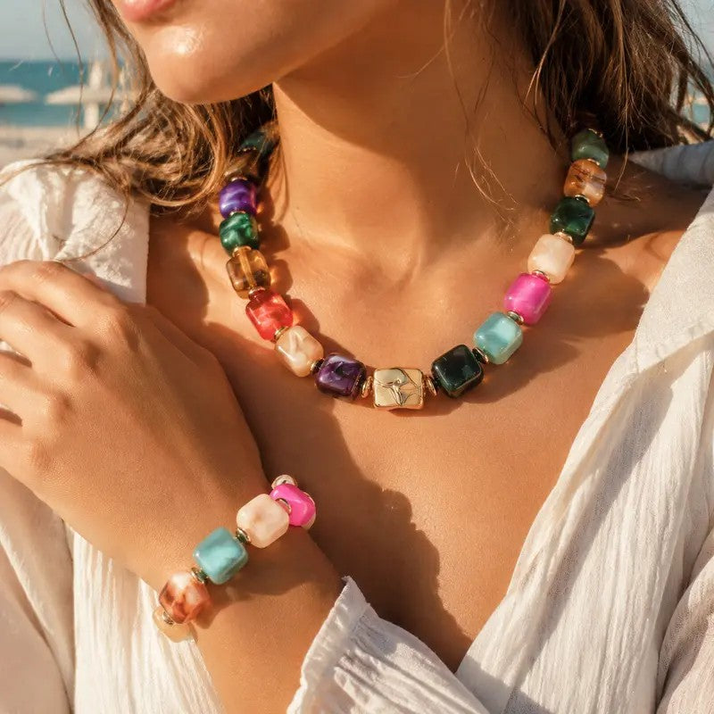 2PC Geometric Bead Jewelry Set