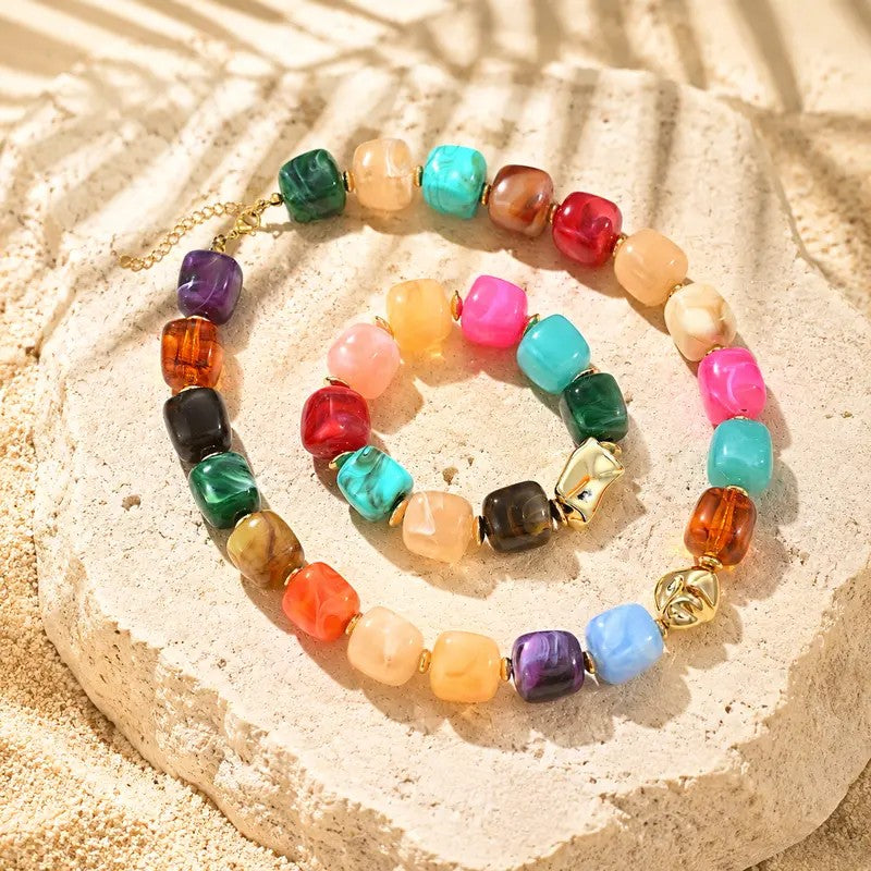 2PC Geometric Bead Jewelry Set