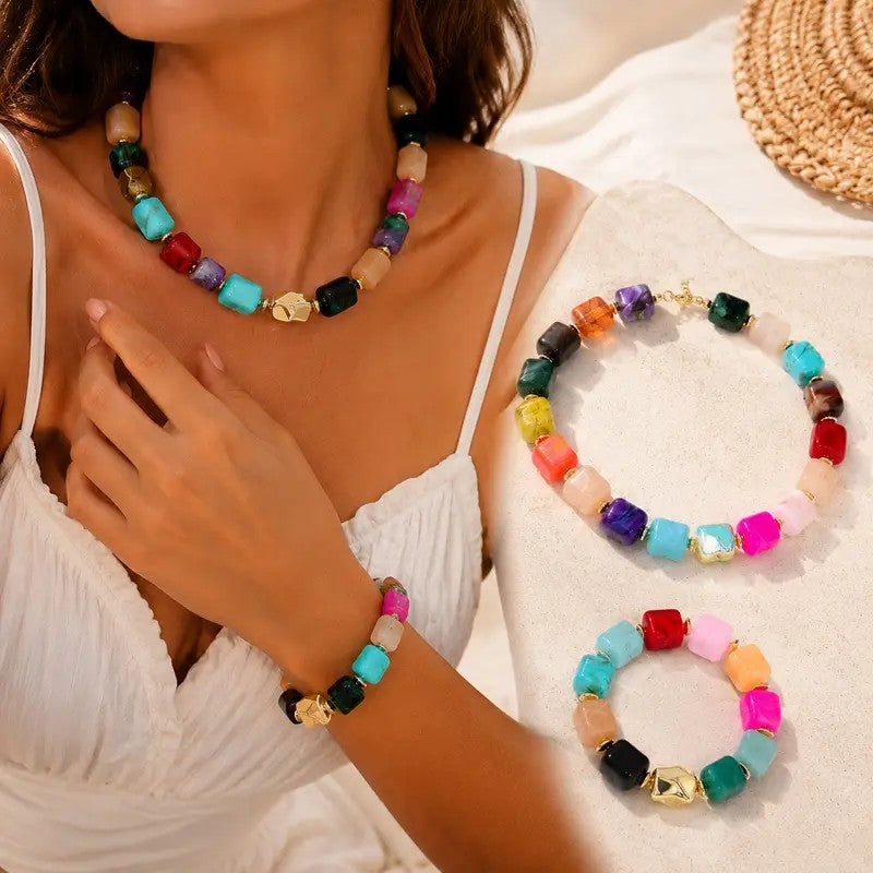 2PC Geometric Bead Jewelry Set