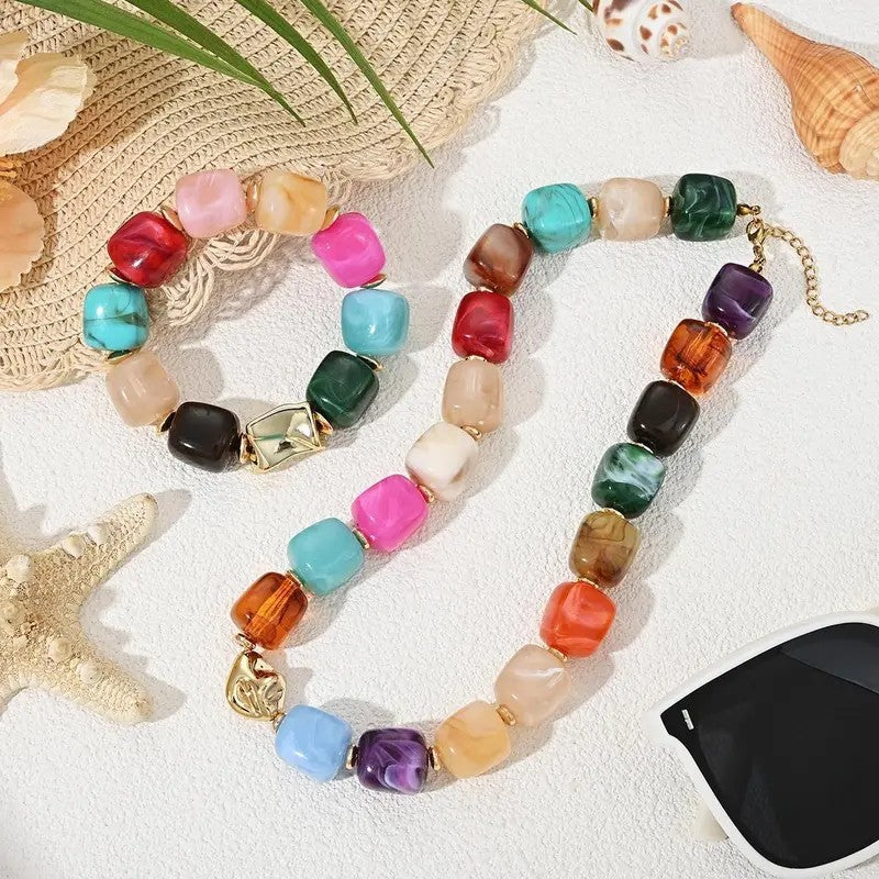 2PC Geometric Bead Jewelry Set