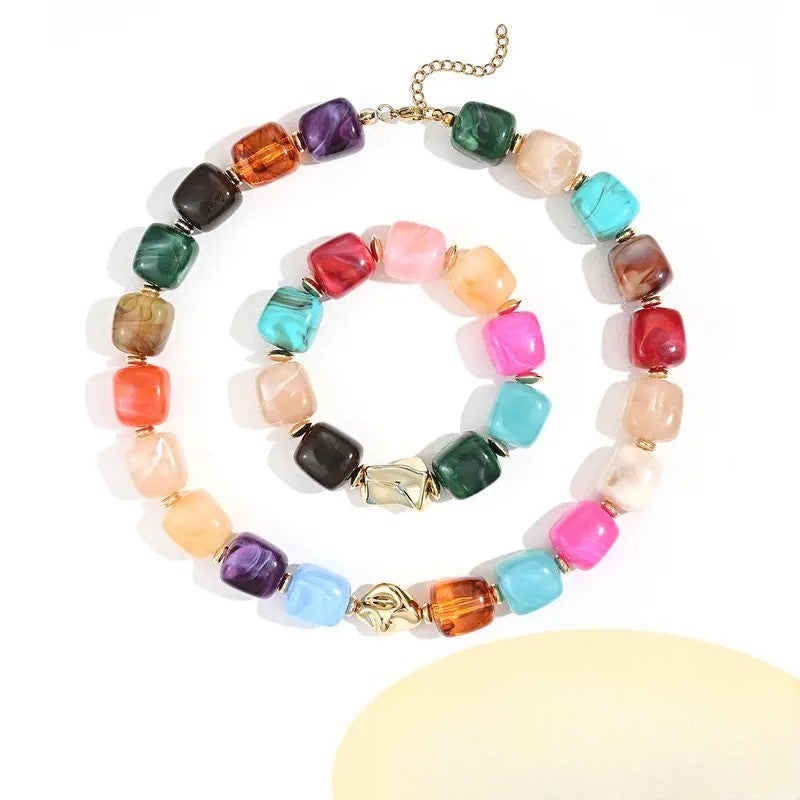 2PC Geometric Bead Jewelry Set