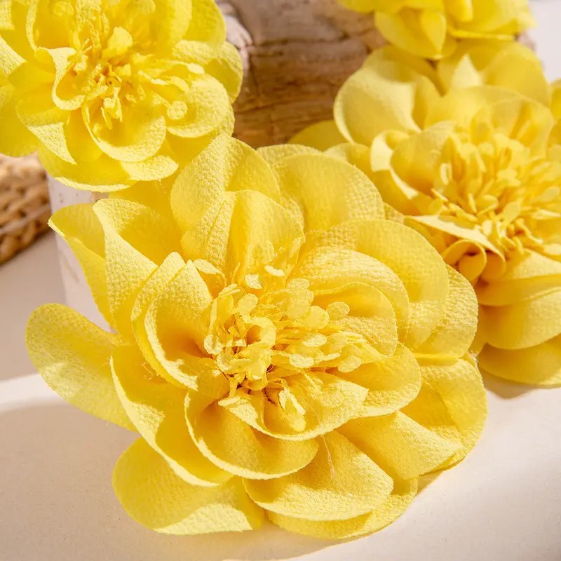 Fabric Dahlia Drop Earrings