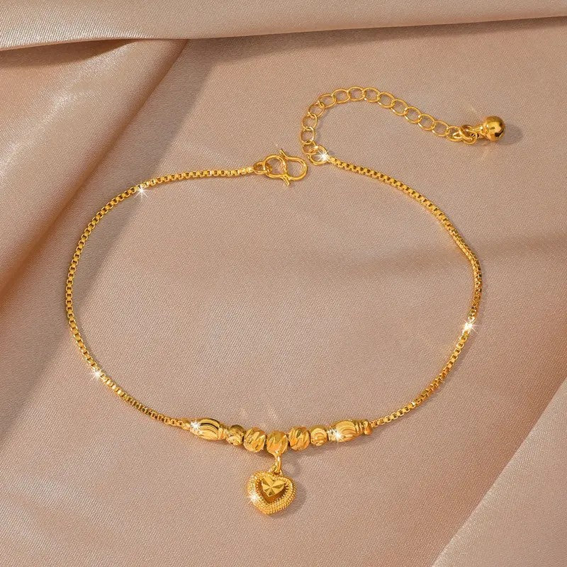Dainty Heart Beaded Anklet