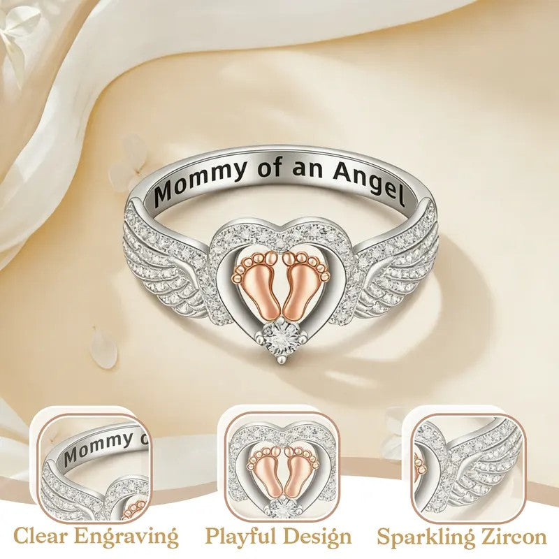 Elegant Angel Wing Heart Ring