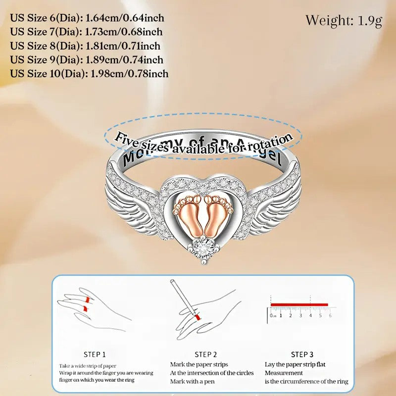 Elegant Angel Wing Heart Ring