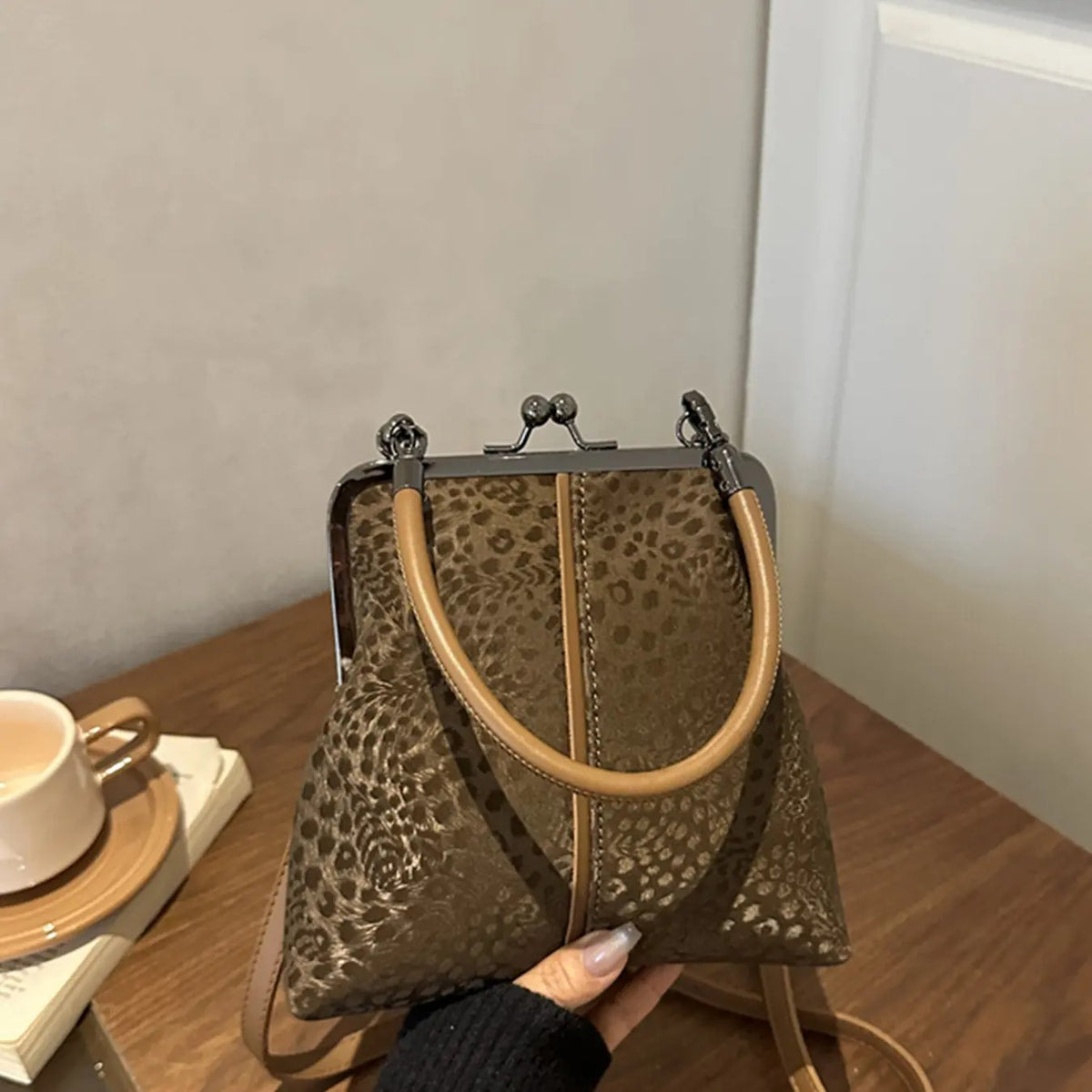 Vintage Leopard Frame Purse
