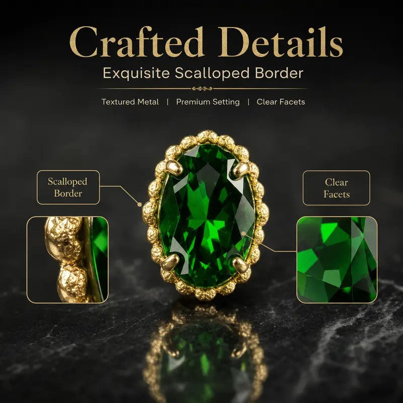 18k Elegant Oval Green Stud Earrings