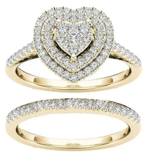 2PC Elegant Heart Ring Set