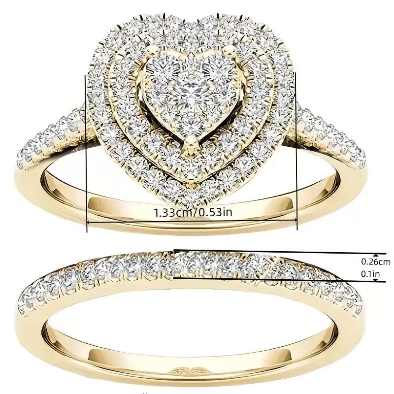 2PC Elegant Heart Ring Set