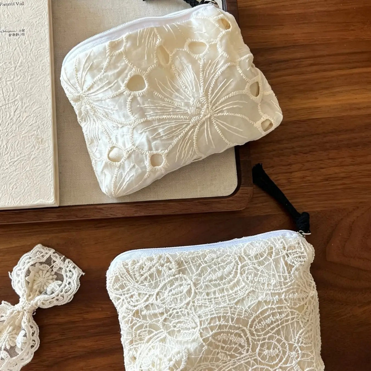 Elegant Embroidered Floral Pouch