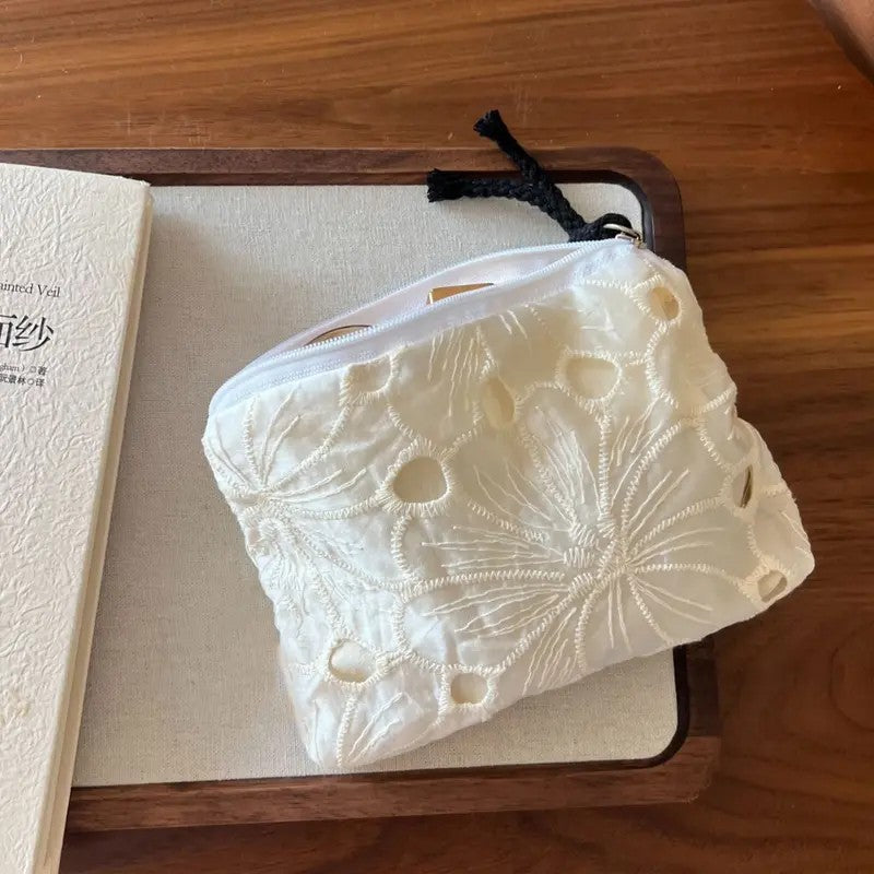 Elegant Embroidered Floral Pouch