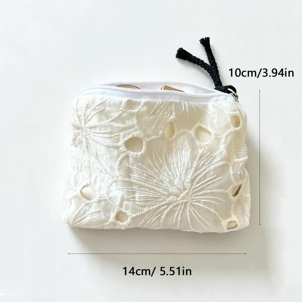 Elegant Embroidered Floral Pouch