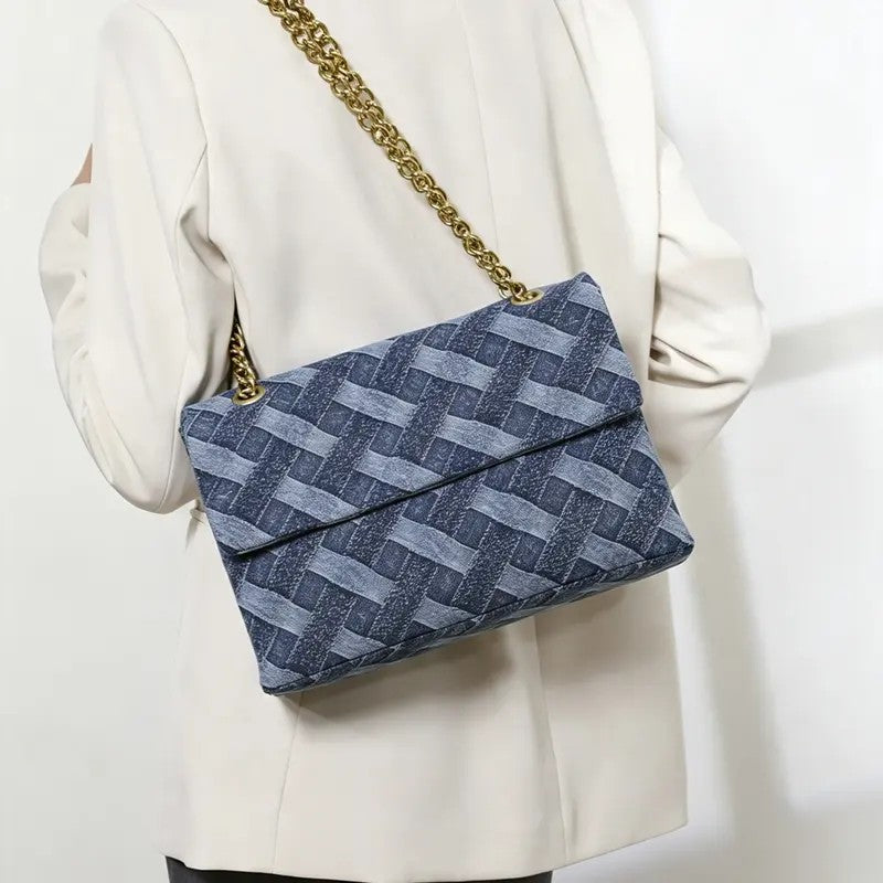 Woven Denim Chain Crossbody