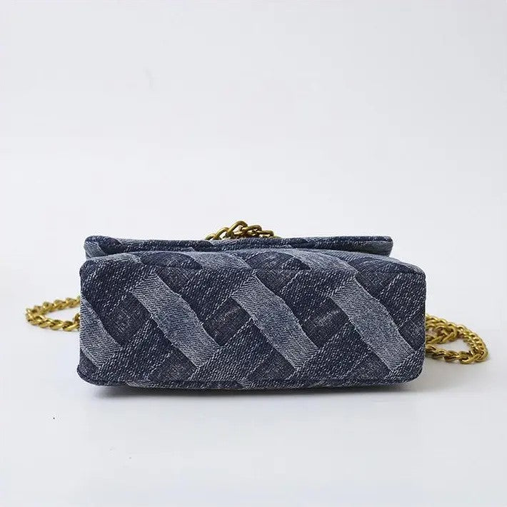 Woven Denim Chain Crossbody