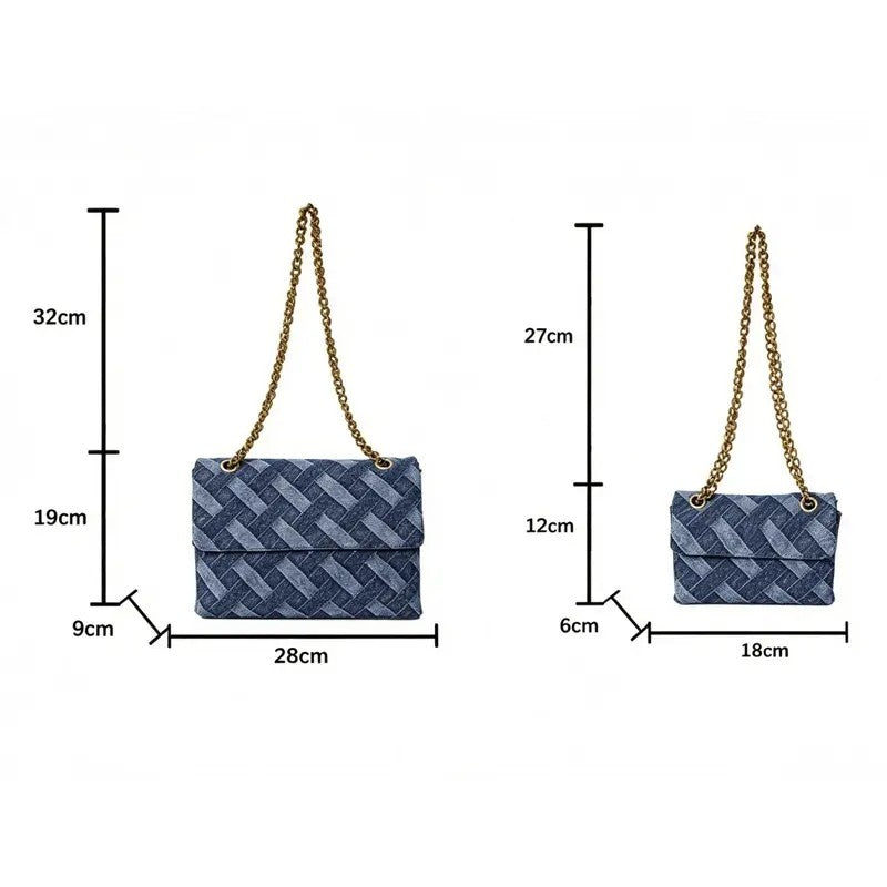 Woven Denim Chain Crossbody