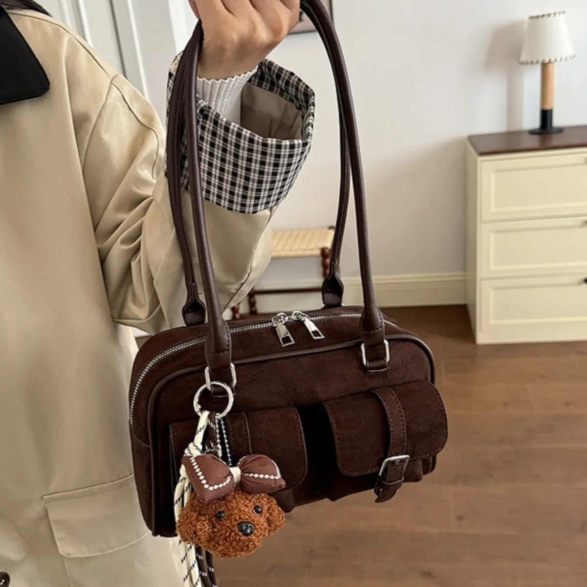 Vintage Textured Shoulder Bag