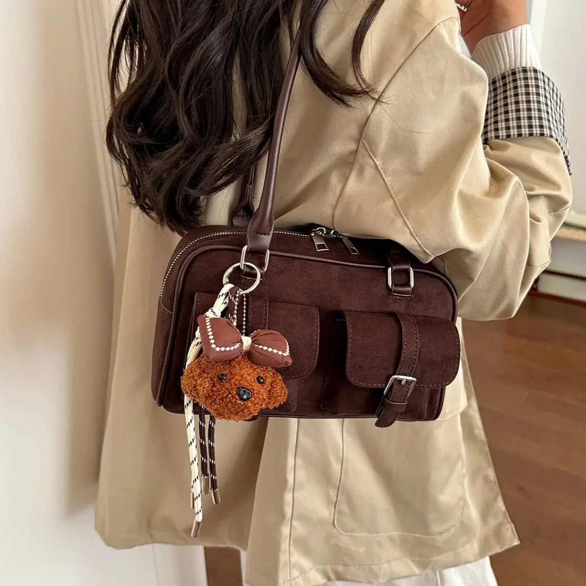 Vintage Textured Shoulder Bag