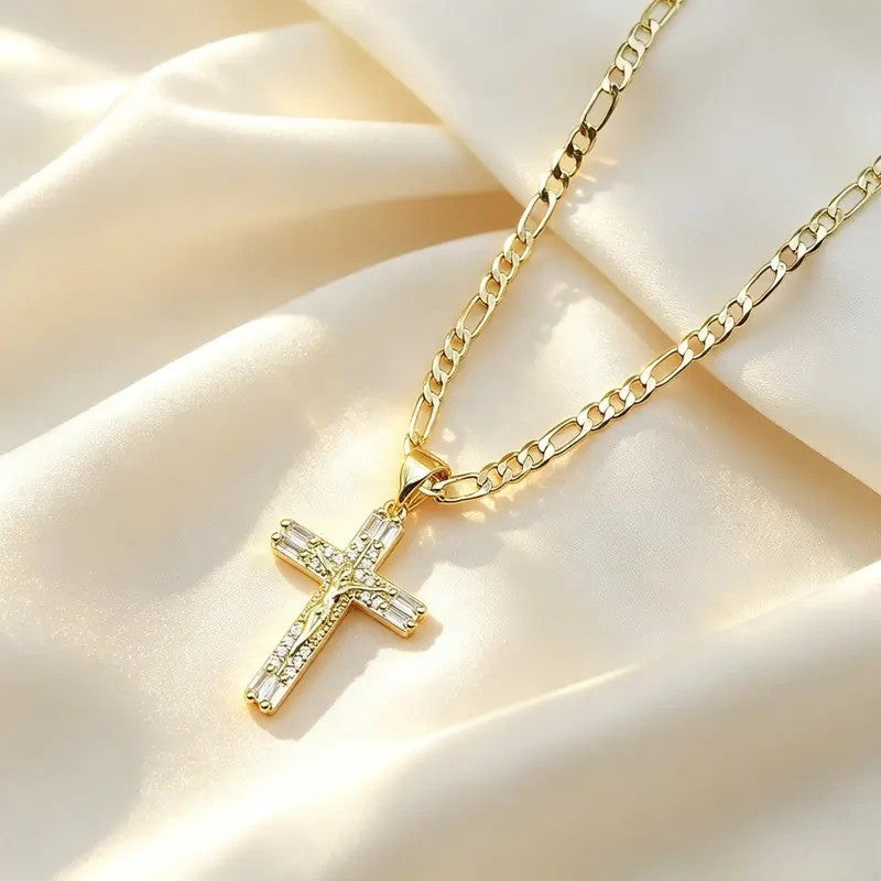18k Classic Elegant Cross Necklace