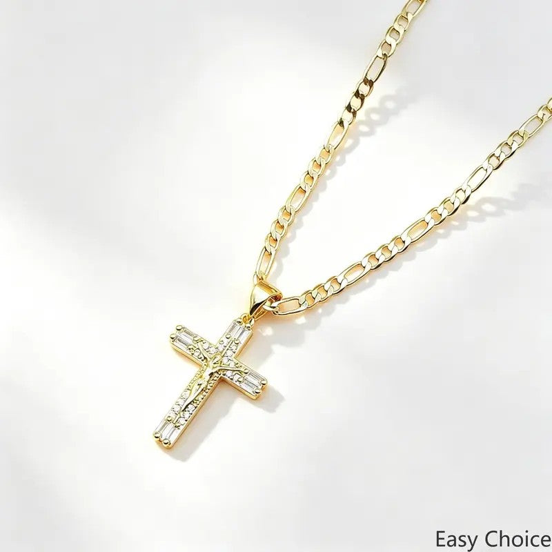18k Classic Elegant Cross Necklace