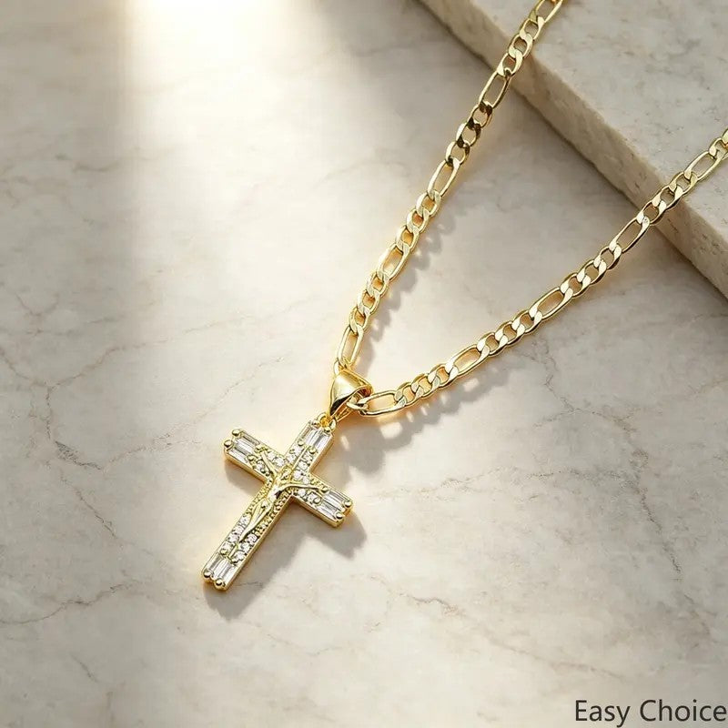 18k Classic Elegant Cross Necklace