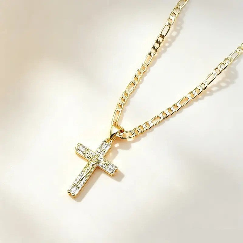 18k Classic Elegant Cross Necklace