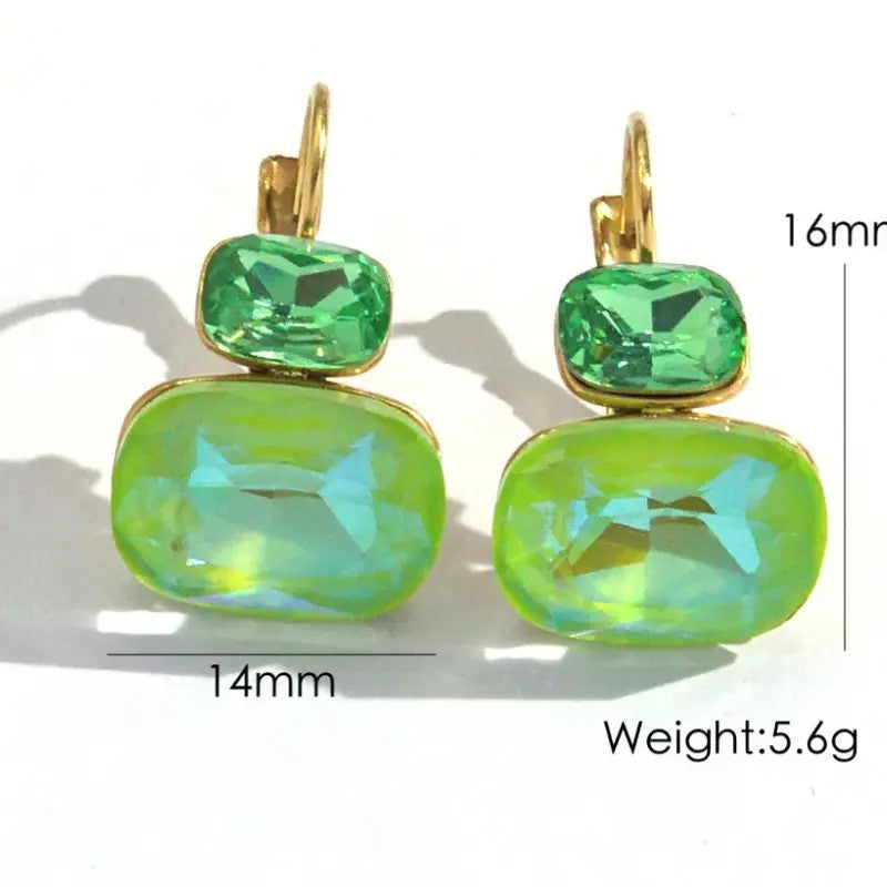 18k Geometric Crystal Stud Earrings