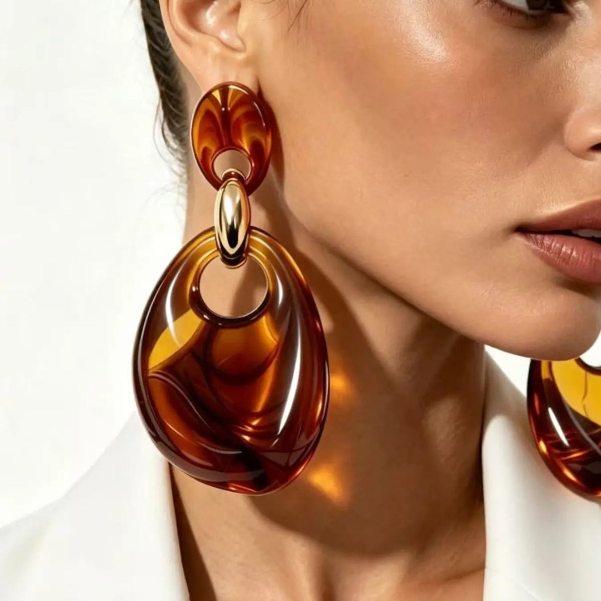 Amber Geometric Drop Earrings