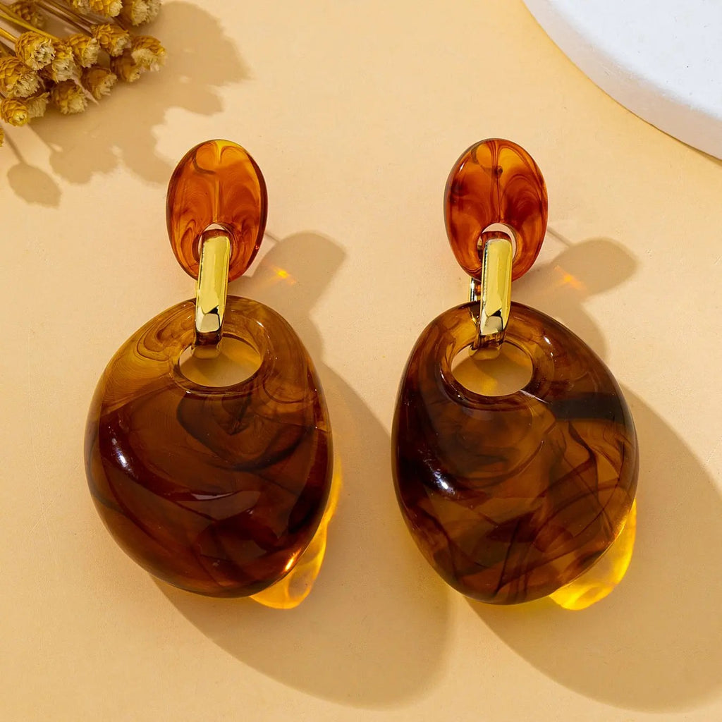 Amber Geometric Drop Earrings