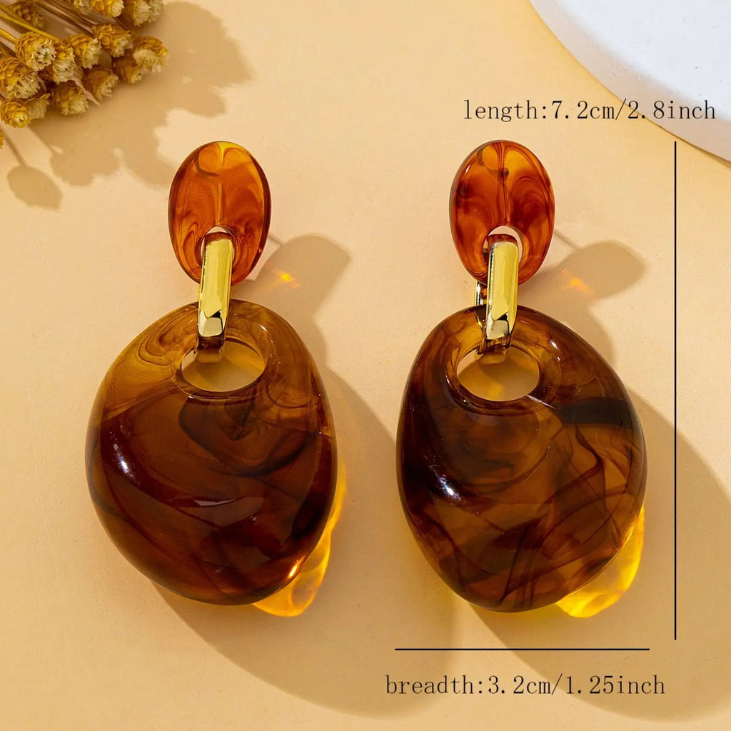 Amber Geometric Drop Earrings