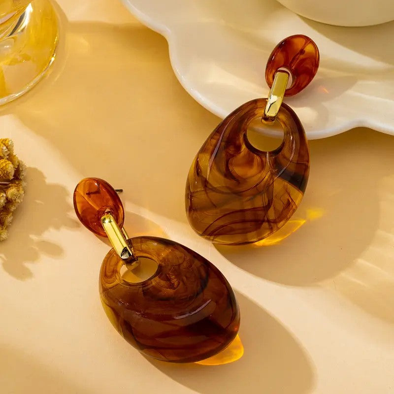 Amber Geometric Drop Earrings