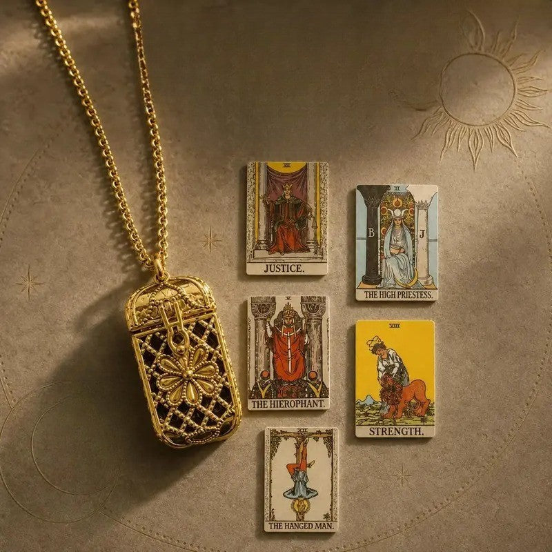 18k Vintage Tarot Card Necklace