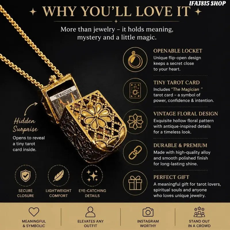 18k Vintage Tarot Card Necklace