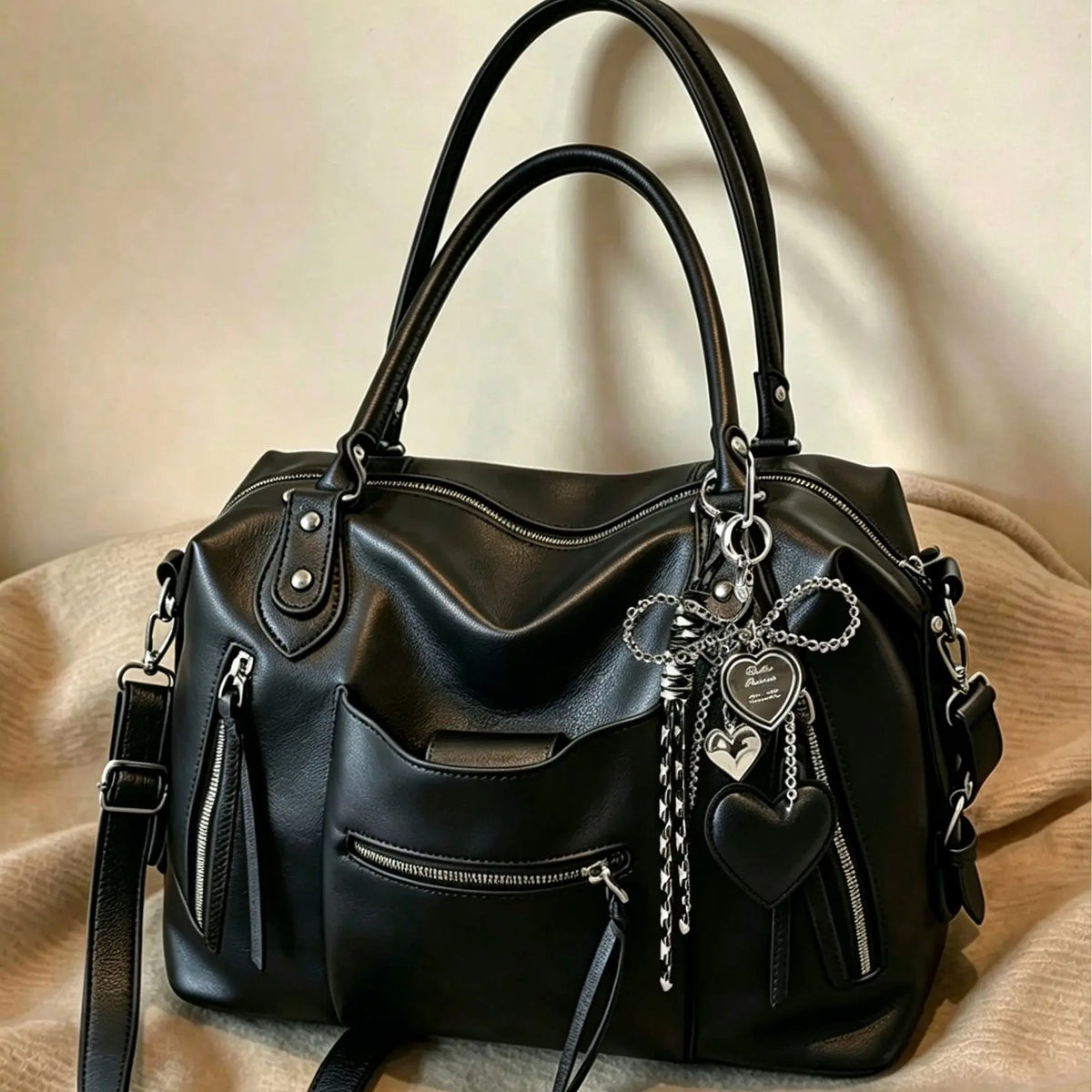 Vintage Heart Charm Tote Bag