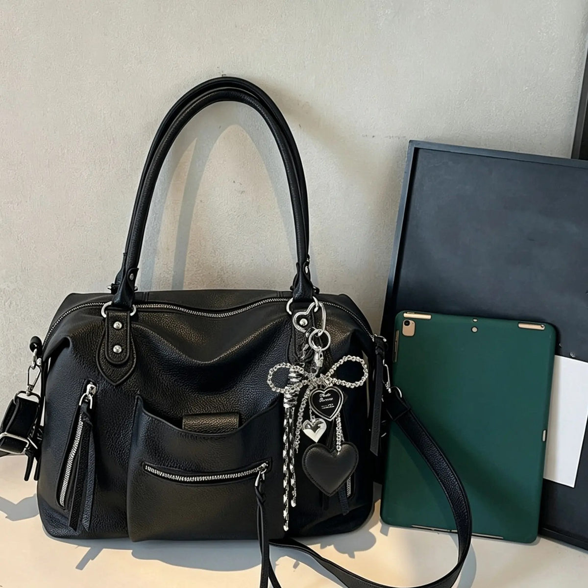 Vintage Heart Charm Tote Bag