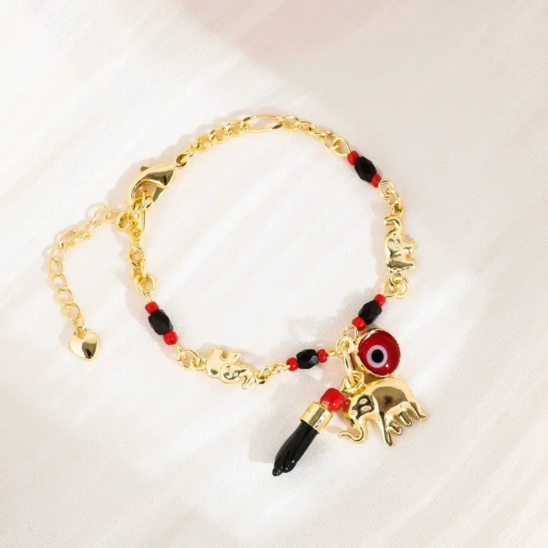 18k Evil Eye Elephant Bracelet