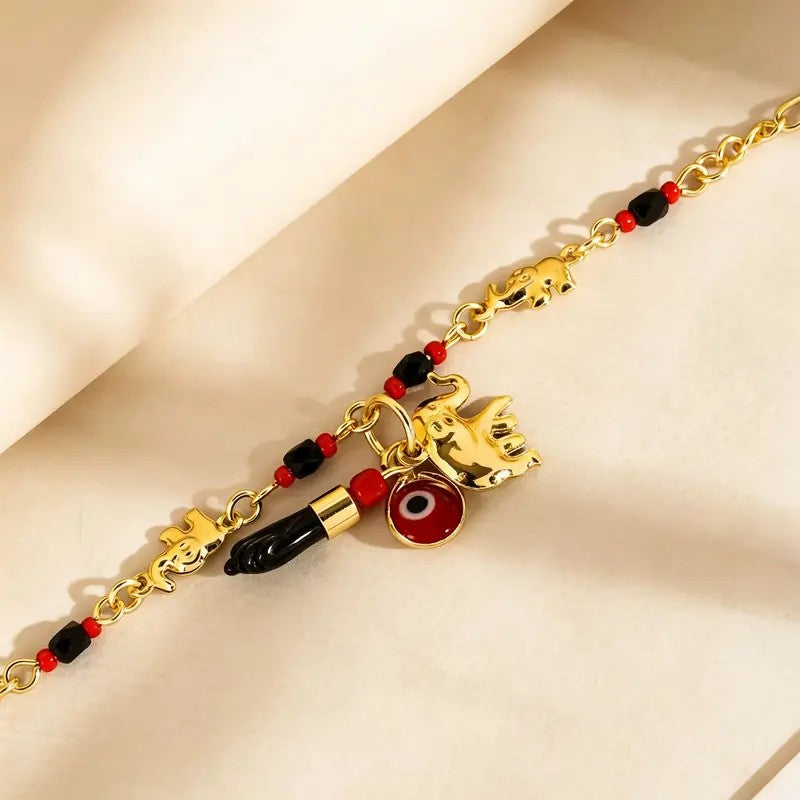 18k Evil Eye Elephant Bracelet