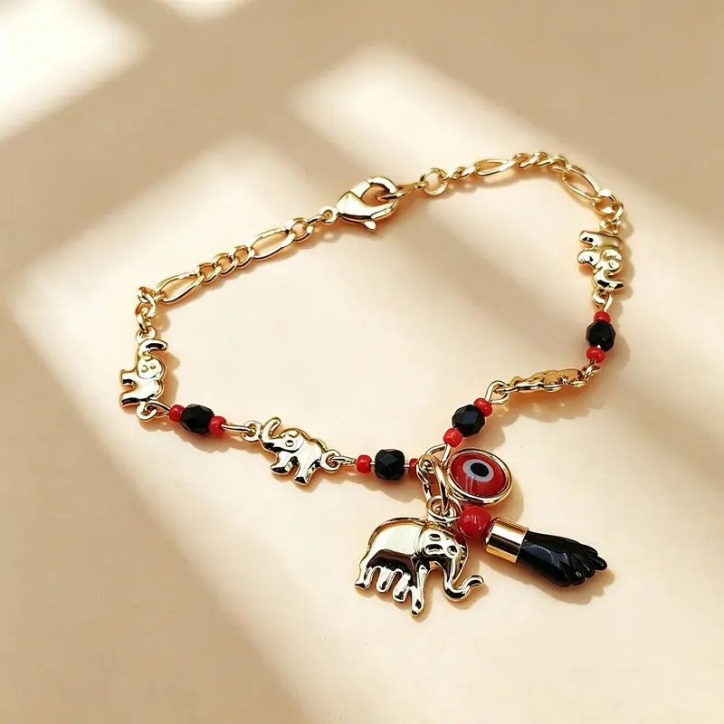18k Evil Eye Elephant Bracelet