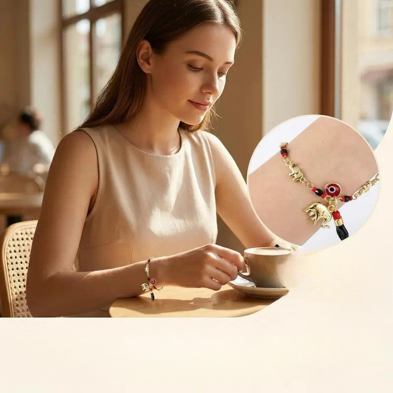 18k Evil Eye Elephant Bracelet