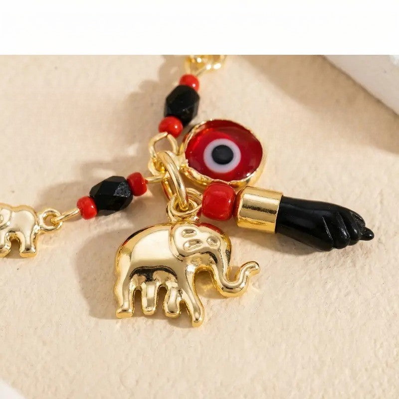 18k Evil Eye Elephant Bracelet