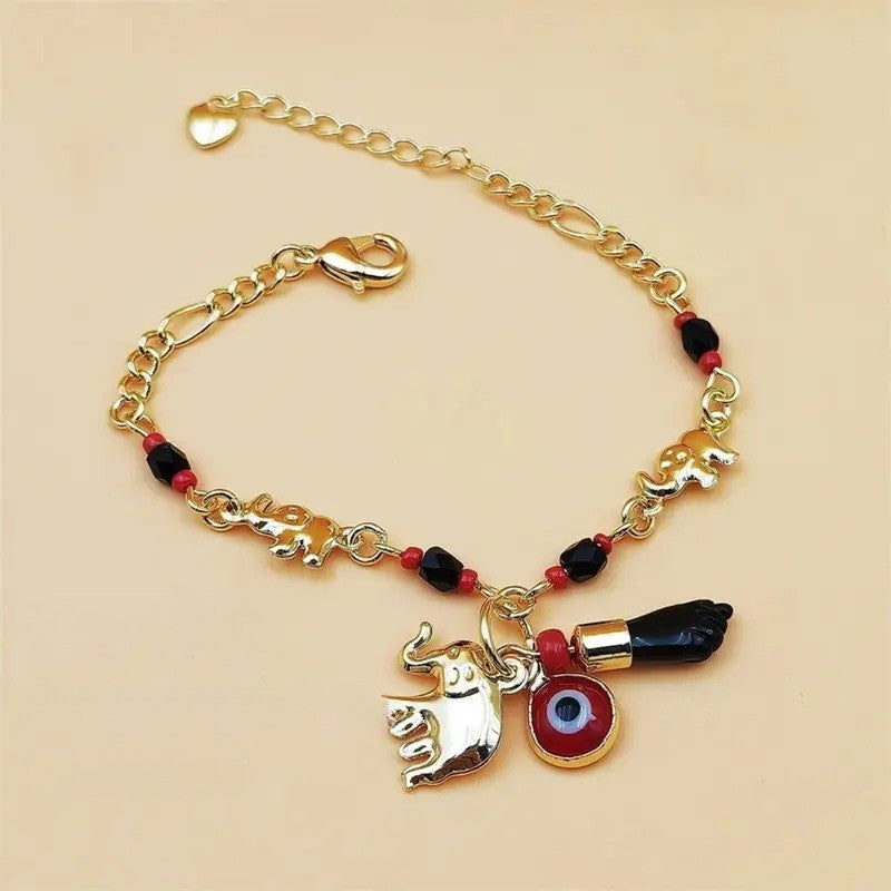 18k Evil Eye Elephant Bracelet