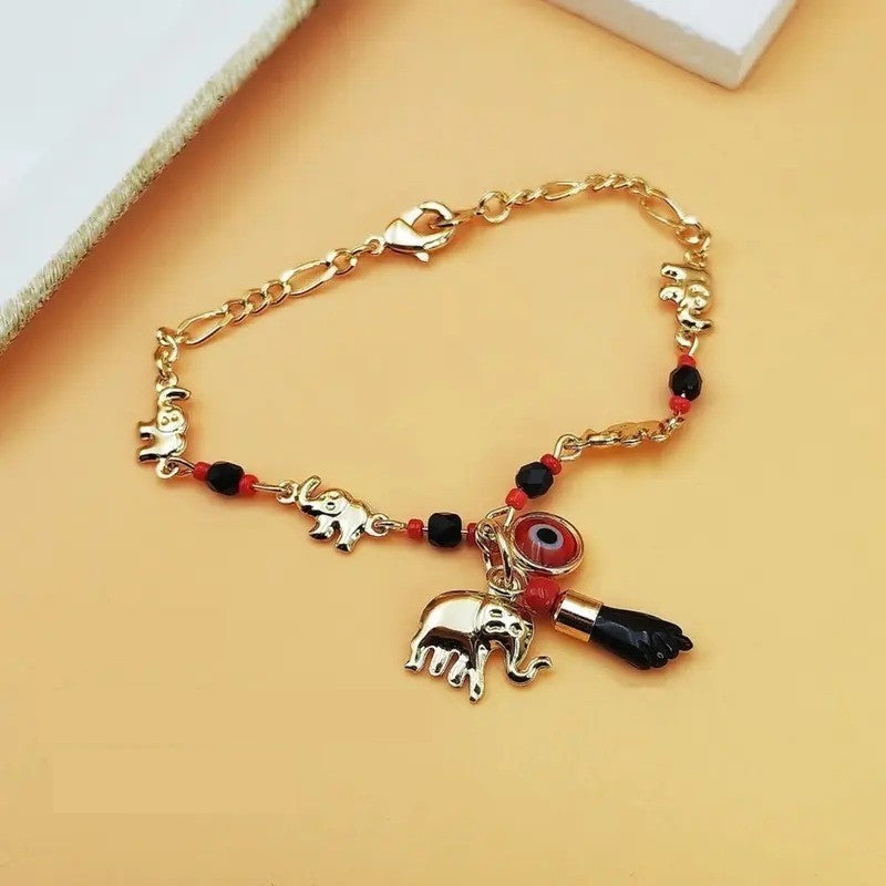 18k Evil Eye Elephant Bracelet