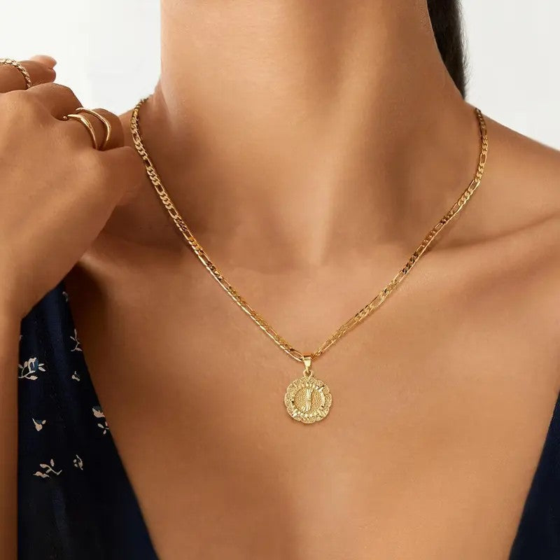 18k Elegant Initial Pendant Necklace