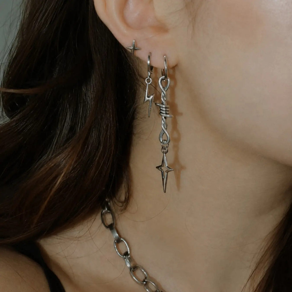 Lightning Bolt Star Drop Earrings